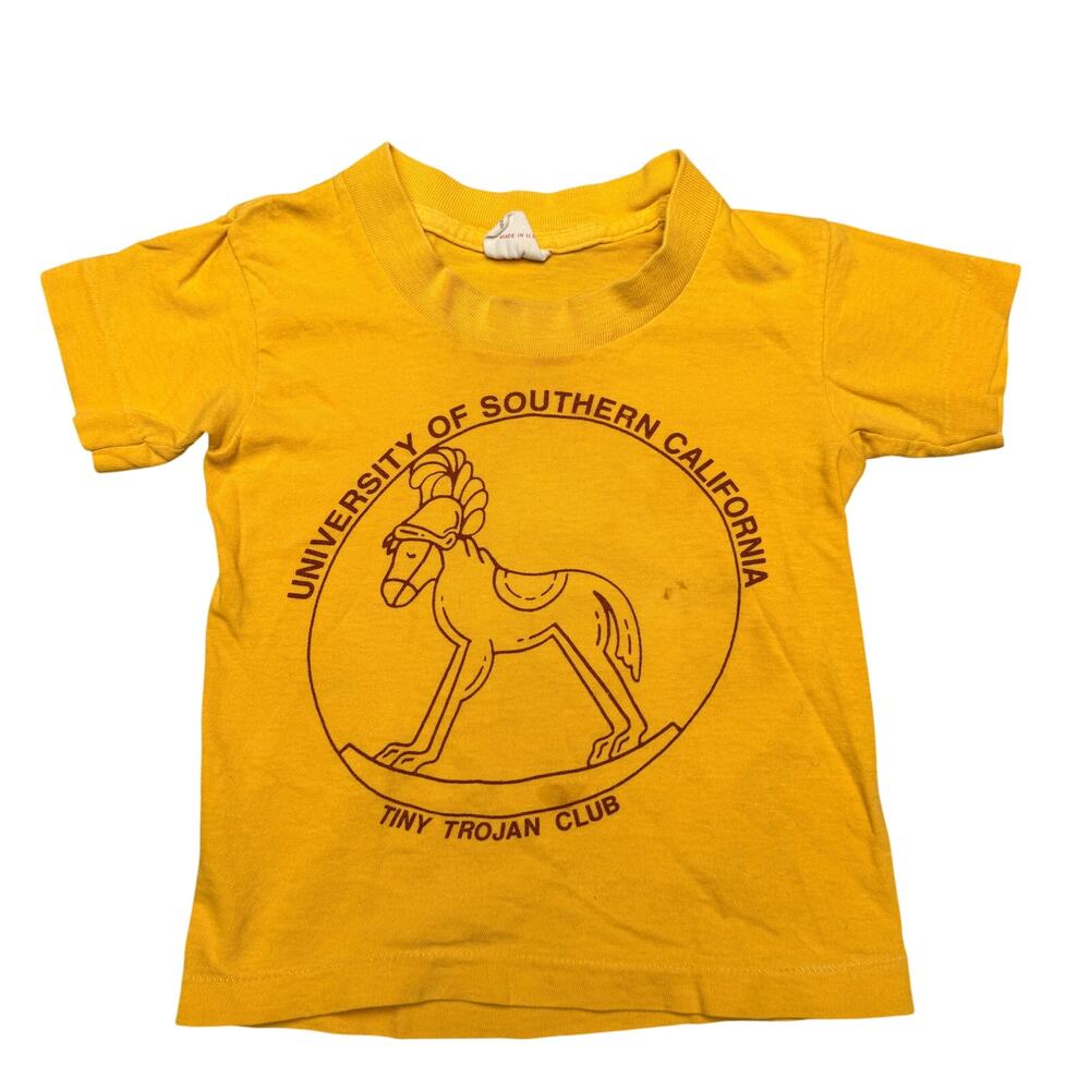 Vintage 70s University of Southern California USC Tiny Trojan Club Shirt XS 2-4